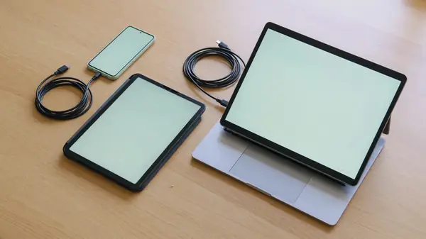 Multiple devices on a table prepared for tournament weekend