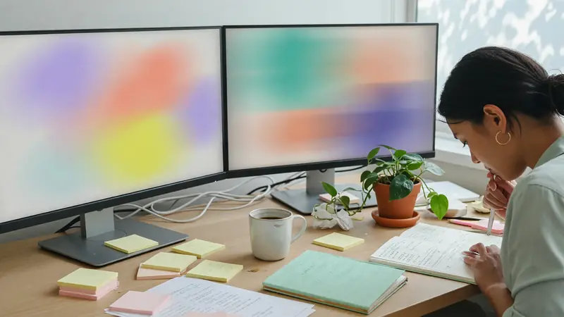 Researchers comparing patch documentation in a bright lab
