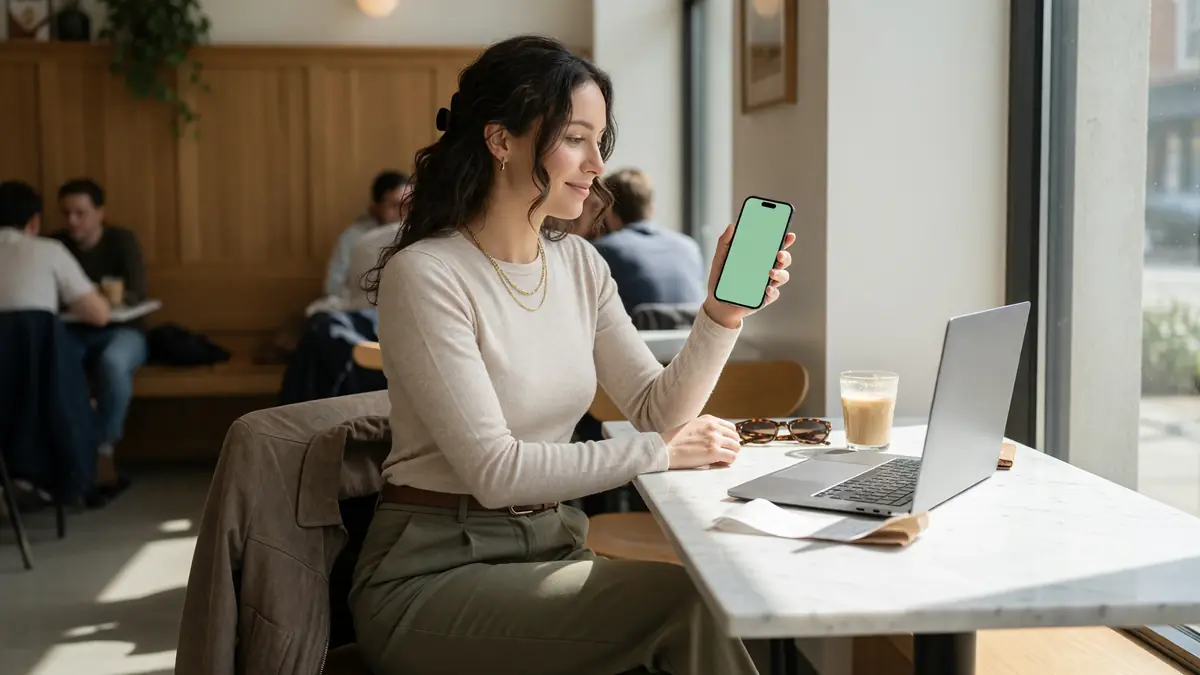 Mobile desk companion concept on a clean table