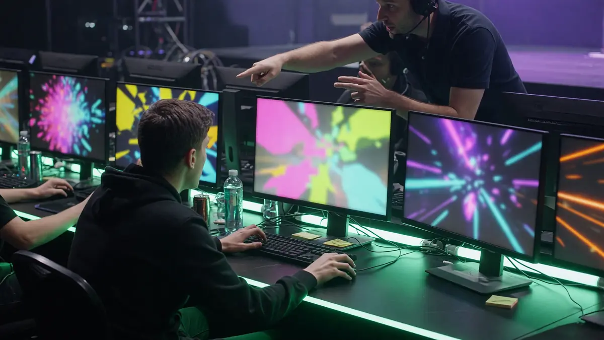 Esports match arena ready for a featured series broadcast