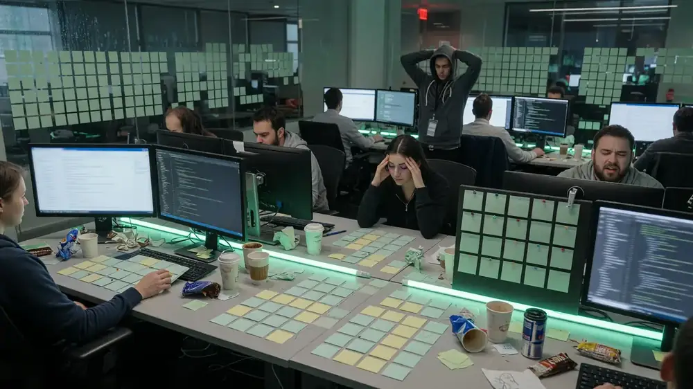 Analyst lab reviewing patch materials on multiple monitors